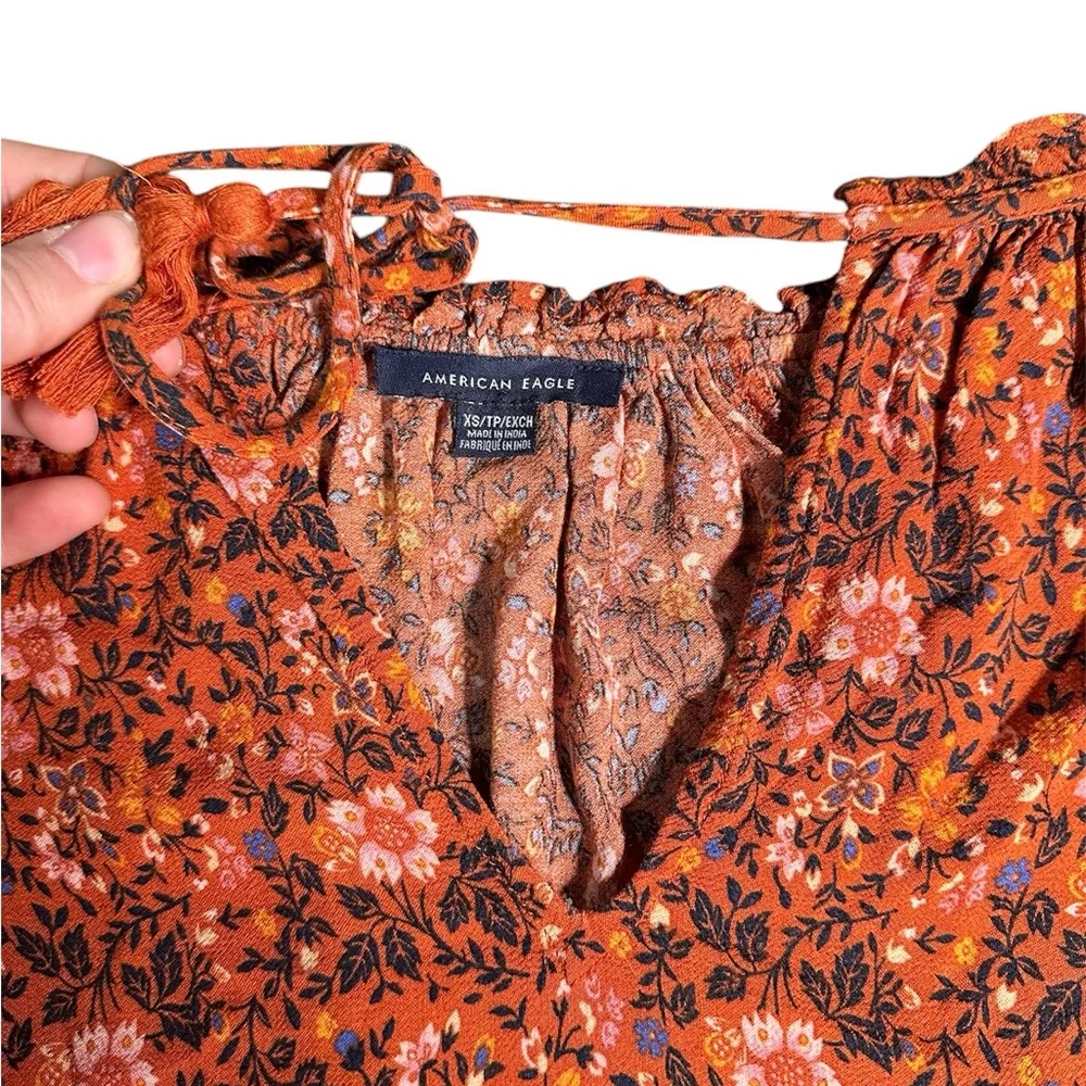 American eagle flowy orange blouse - Picture 3 of 4